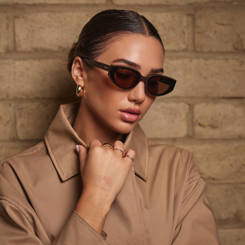 Synix Flat-Lens Cat-Eye Sunglasses for Women